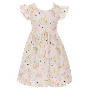 Little Girl Toddler Kids Unicorn Rainbow Polka Dot Floral Girl Dress 2T -8 New